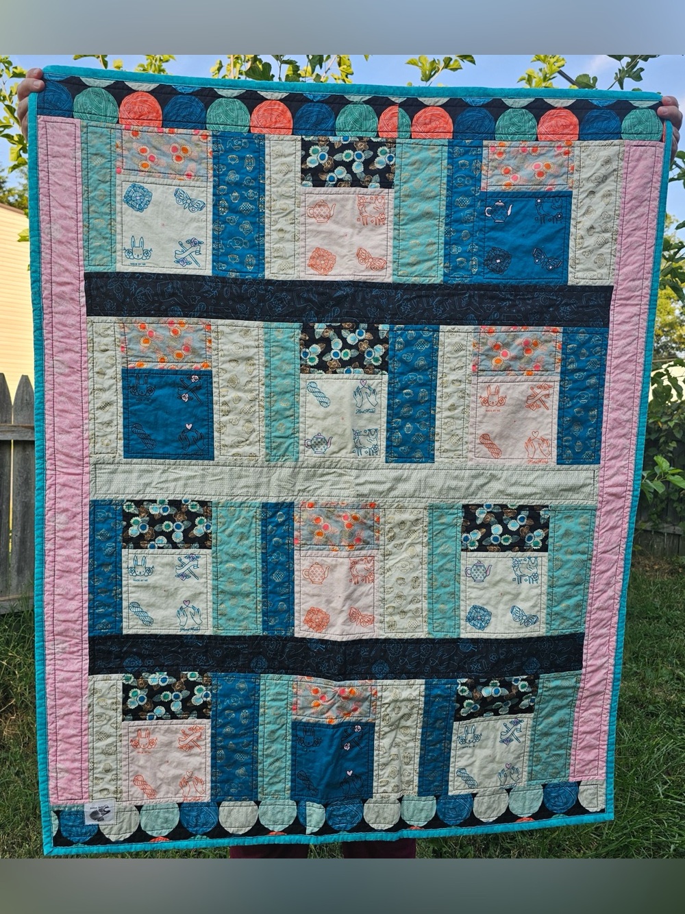 Handmade Ruby Star Society Quilt: Patchwork Throw Blanket Purl Fabrics